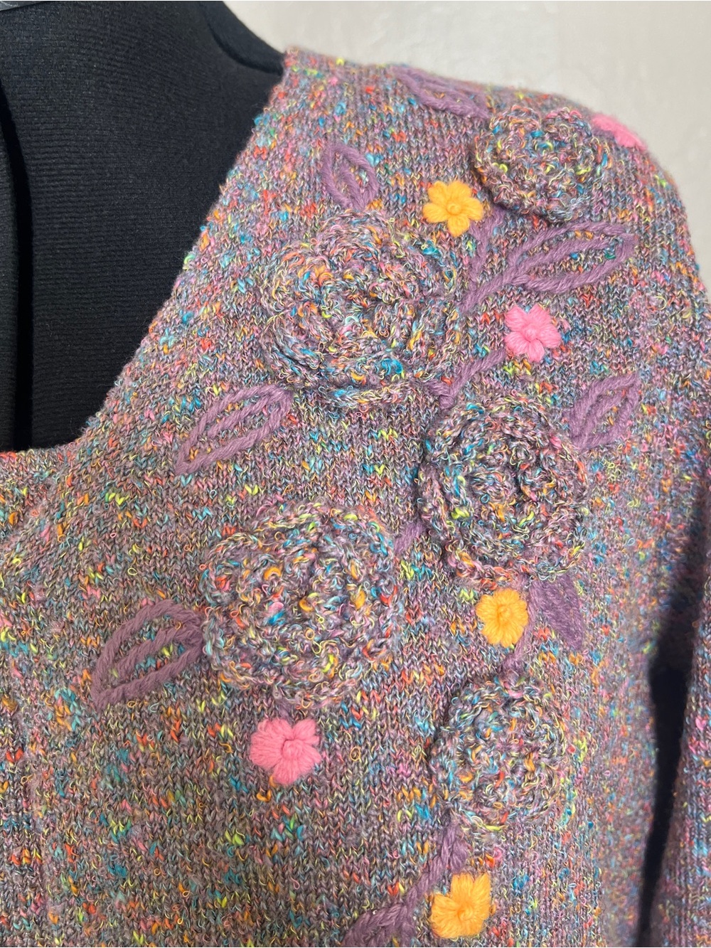 FOCUS by SHANI Women’s Size L Marled Knit Cardigan & Shell Floral Sweater Set - Picture 8 of 14